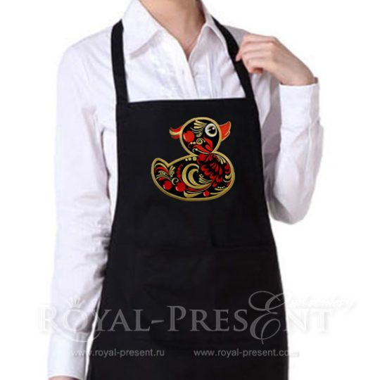 Дизайн машинной вышивки Утенок в стиле хохлома аппликация