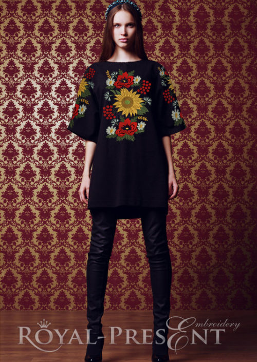 Дизайн машинной вышивки Узор с маками