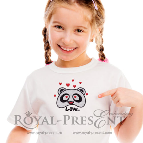 Дизайн машинной вышивки Влюбленный панда