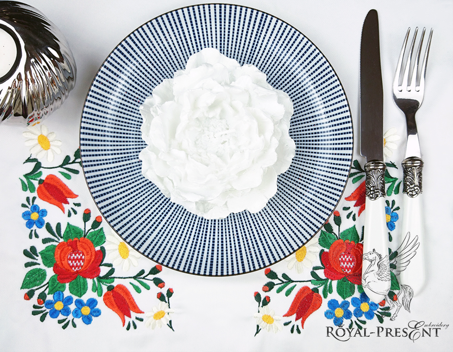 Дизайн машинной вышивки Венгерский цветочный узор - 2 размера