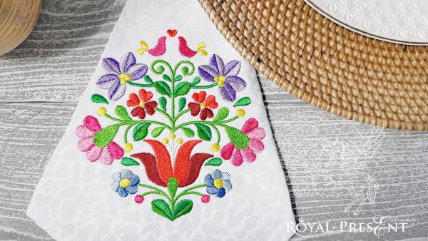 Дизайн машинной вышивки Венгерский цветочный узор Калоча