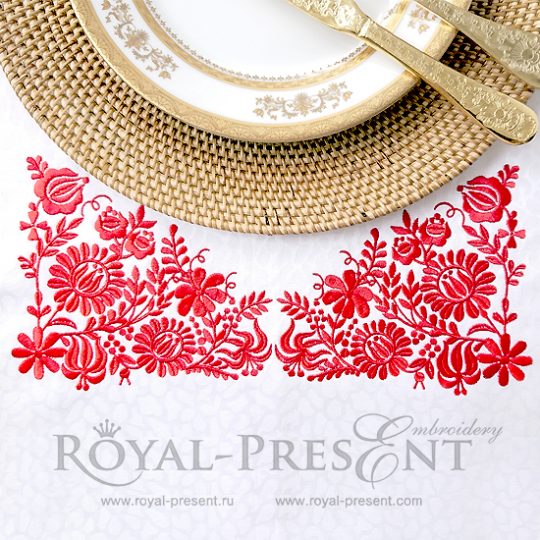 Дизайн машинной вышивки Венгерский красный узор