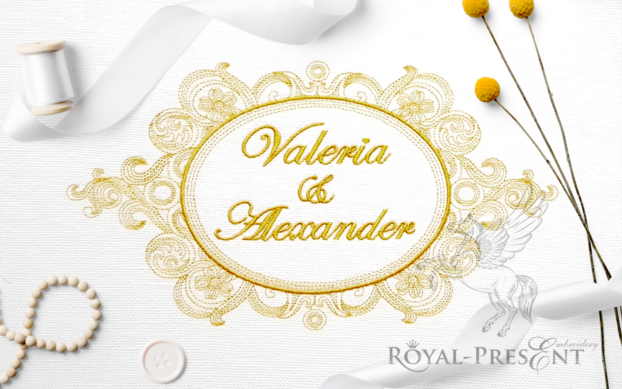 Дизайн машинной вышивки Винтажная рамка для монограммы времен королевы Виктории