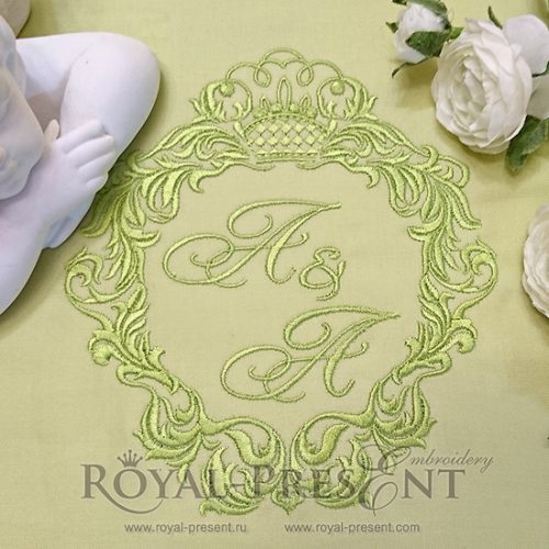Дизайн машинной вышивки Обрамление для монограммы с короной