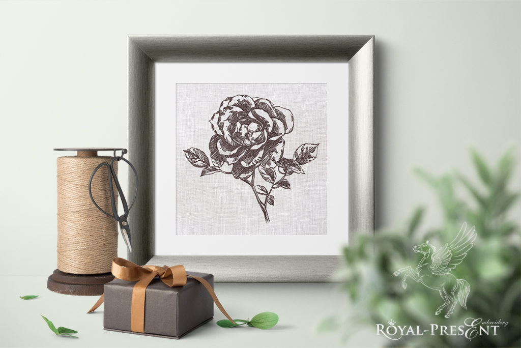Дизайн машинной вышивки Винтажная роза