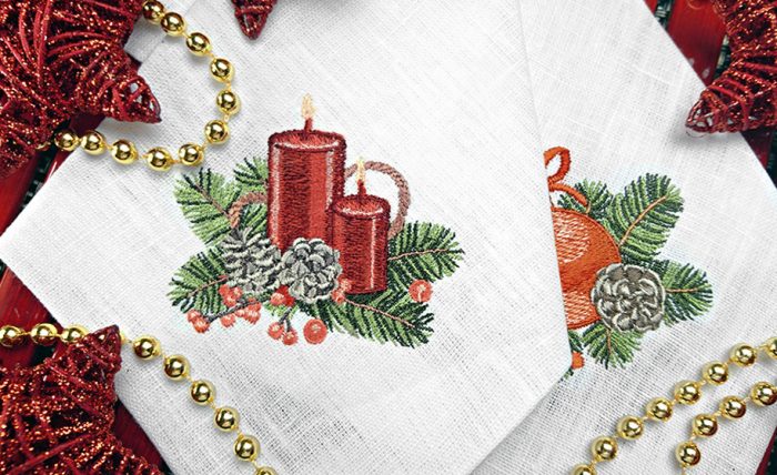 Дизайн машинной вышивки Винтажные Новогодние Свечи