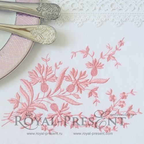 Дизайн машинной вышивки Винтажный декор с васильками