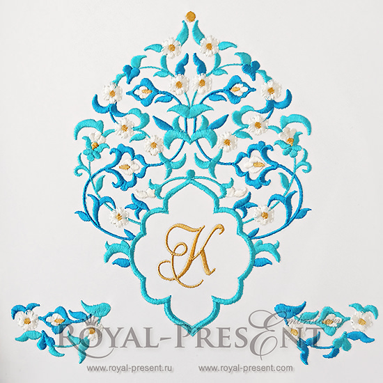 Дизайн машинной вышивки Восточное обрамление для монограммы