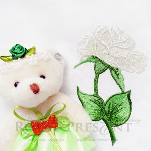 Дизайн машинной вышивки Желтая садовая роза