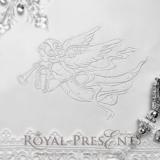 Дизайн машинной вышивки Играющий Рождественский Ангел