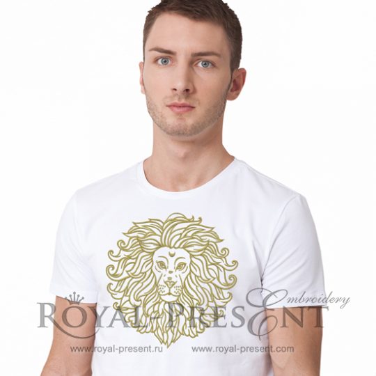 Дизайн машинной вышивки Золотой Лев