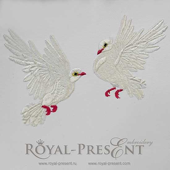 Дизайны машинной вышивки Два голубя
