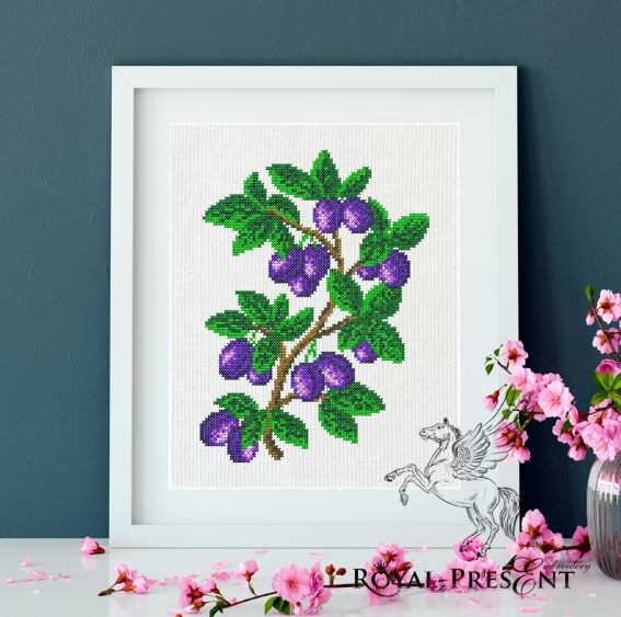 Дизайн машинной вышивки крестом Слива