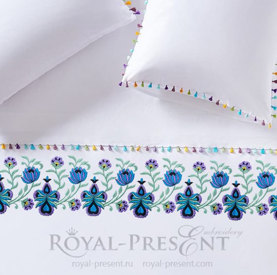 Дизайн машинной вышивки Орхидеи Бордюр