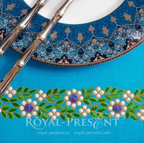 Бесплатный Дизайн машинной вышивки Изумрудный бордюр