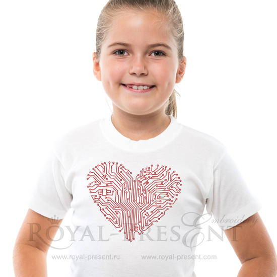 Дизайн для машинной вышивки Компьютерное сердце