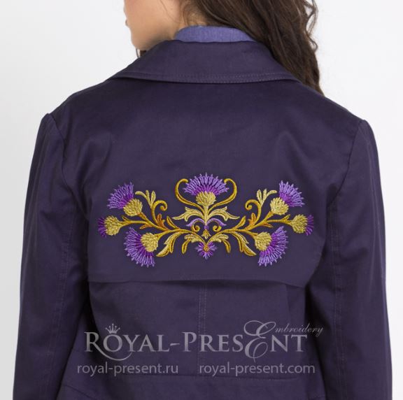 Дизайн машинной вышивки Бордюр Золотой Чертополох