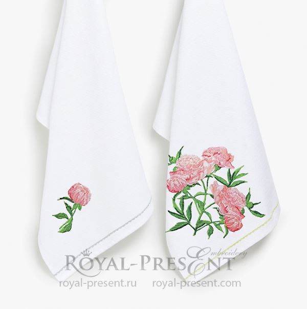 Два Пиона Дизайны машинной вышивки