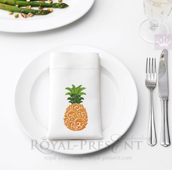 Витиеватый Дизайн машинной вышивки Ананас