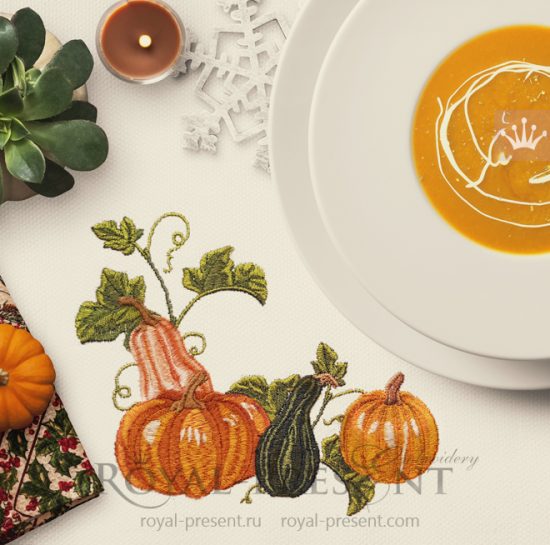Угловой дизайн машинной вышивки Тыквы
