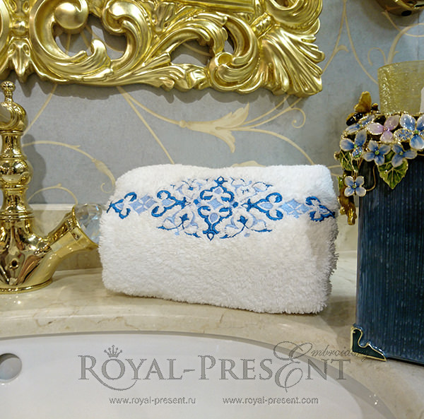 Дизайн машинной вышивки Синий восточный бордюр