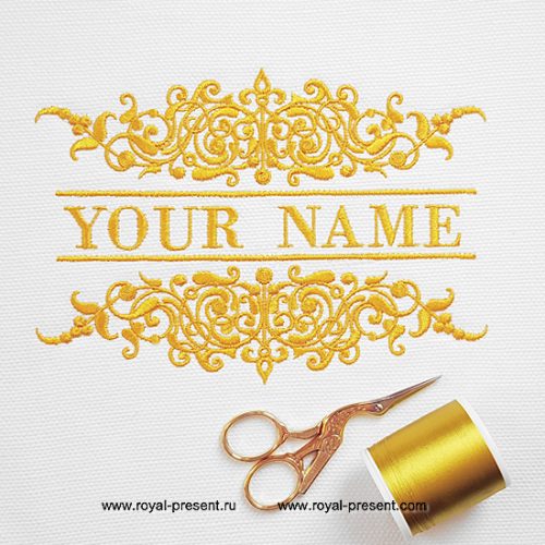 Классическое обрамление имени для машинной вышивки