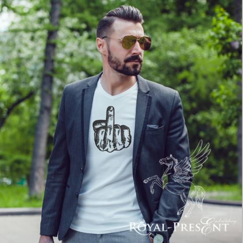 Дизайн машинной вышивки Средний палец