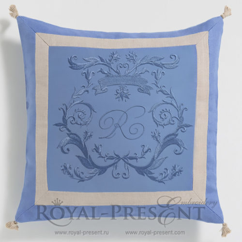 Готовый Дизайн машинной вышивки Обрамление для монограммы в стиле Короля Солнца