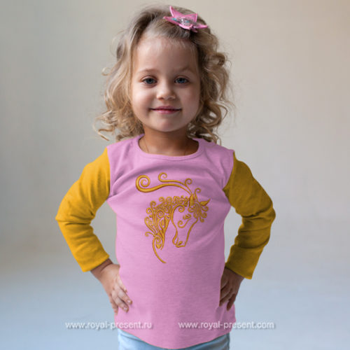 Дизайн машинной вышивки Орнаментальная лошадь