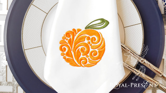 Орнаментальный Дизайн машинной вышивки Апельсин