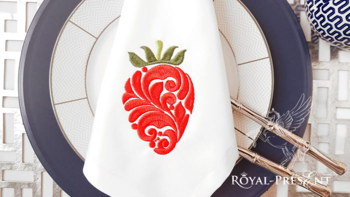 Орнаментальный Дизайн машинной вышивки Клубника