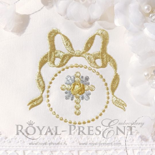 Дизайн для машинной вышивки Крестик с бантом - 2 размера