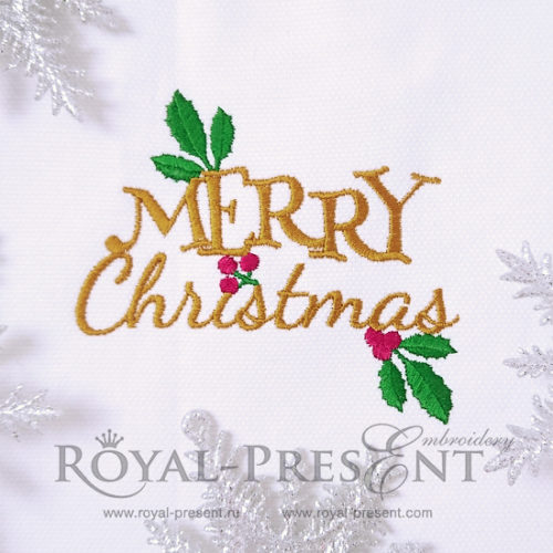 Новогодний дизайн машинной вышивки Merry Christmas бесплатно