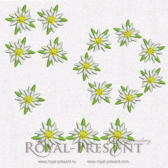 Набор дизайнов для машинной вышивки Эдельвейсы
