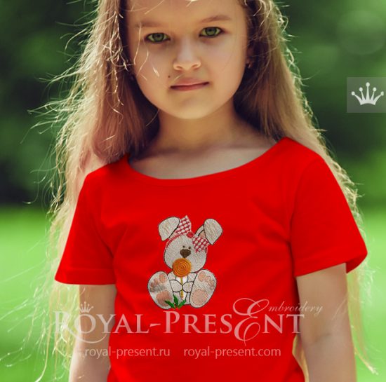 Дизайн машинной вышивки Кролик с леденцом