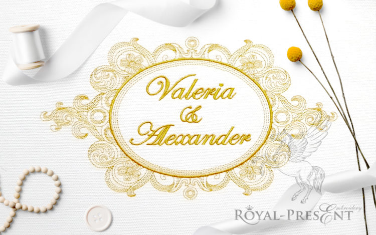 Дизайн машинной вышивки Винтажная рамка для монограммы времен королевы Виктории