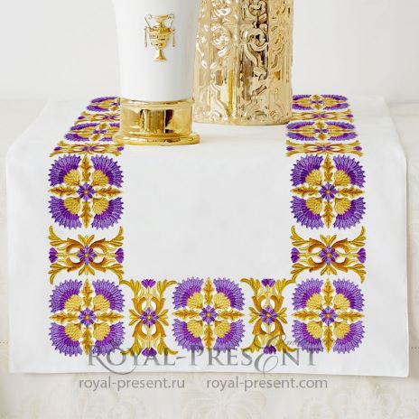 Бордюр Золотые Чертополохи два дизайна машинной вышивки