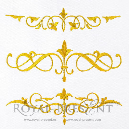 Набор дизайнов машинной вышивки Три декоративных элемента
