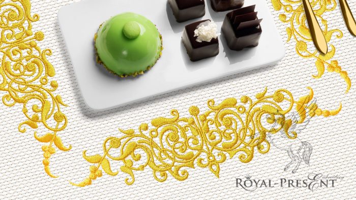 Классический орнамент с восточными нотками для машинной вышивки