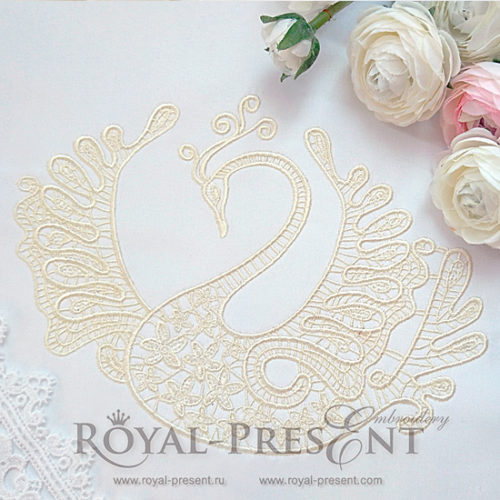 Дизайн машинной вышивки Ажурный лебедь