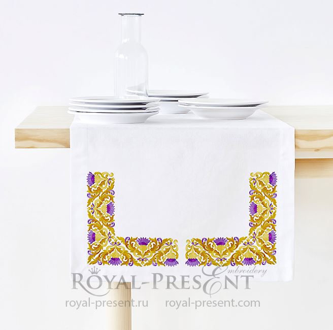 Золотые Чертополохи два фрагмента для машинной вышивки