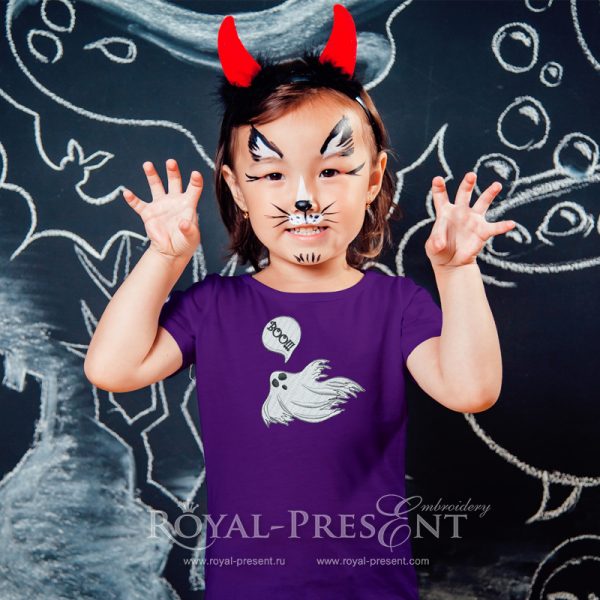 Призрак Хэллоуина Дизайн машинной вышивки