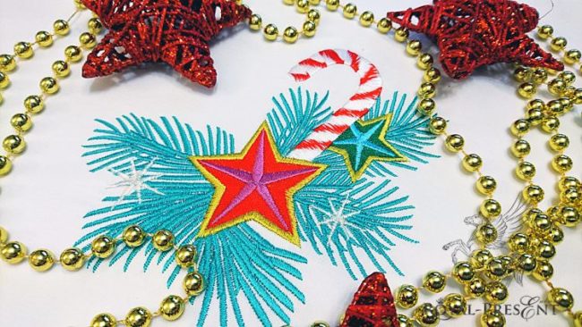 Дизайн машинной вышивки Новогодний леденец