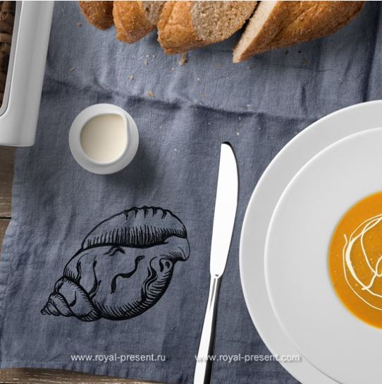 Дизайн машинной вышивки Винтажная ракушка Bluework