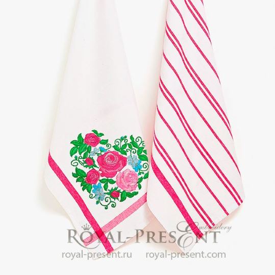 Сердце из роз Дизайн машинной вышивки