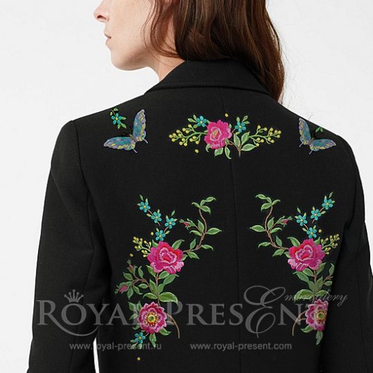 Набор дизайнов машинной вышивки Цветы и бабочки - 3 в 1