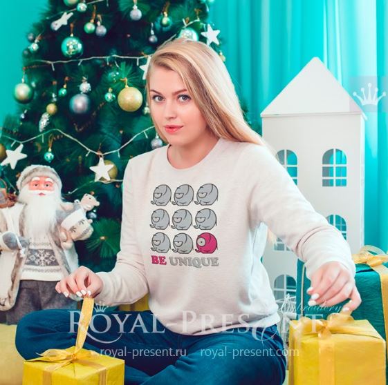 Дизайн для машинной вышивки Будь уникальным Слоники