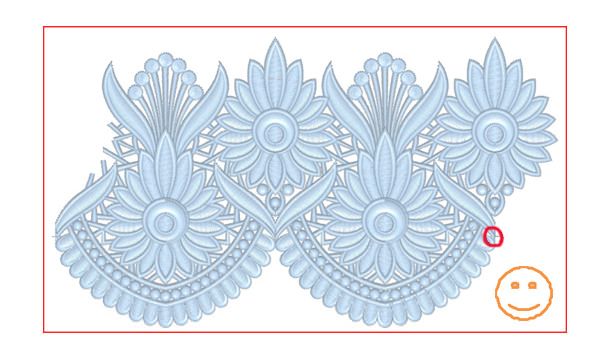 Стыковка бордюров в машинной вышивке