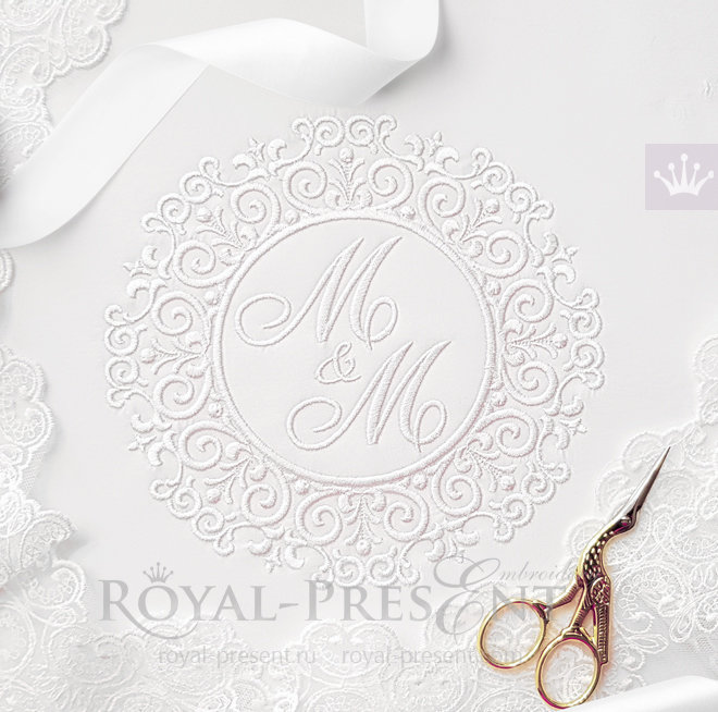 Свадебная рамка Дизайн для машинной вышивки - 3 размера