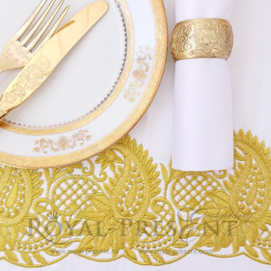 Дизайн машинной вышивки Золотой Восточный кружевной бордюр